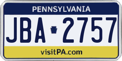 PA license plate JBA2757