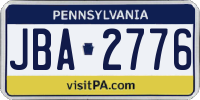 PA license plate JBA2776