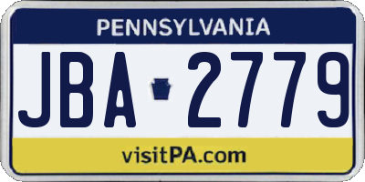 PA license plate JBA2779