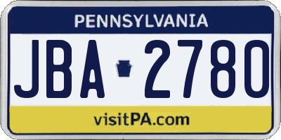 PA license plate JBA2780