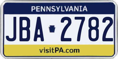 PA license plate JBA2782