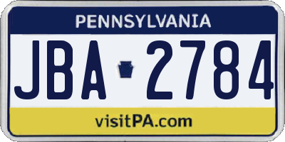 PA license plate JBA2784