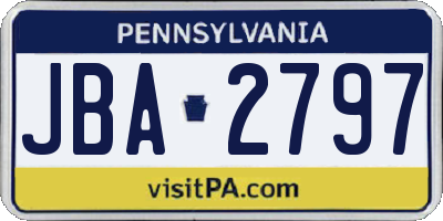 PA license plate JBA2797
