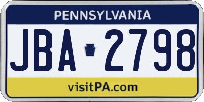 PA license plate JBA2798