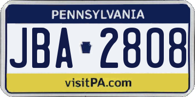 PA license plate JBA2808