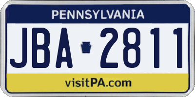 PA license plate JBA2811