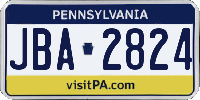 PA license plate JBA2824