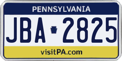 PA license plate JBA2825