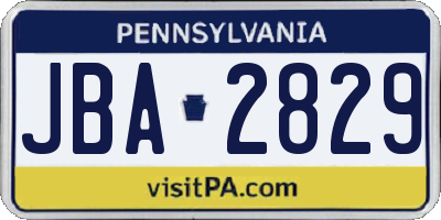 PA license plate JBA2829