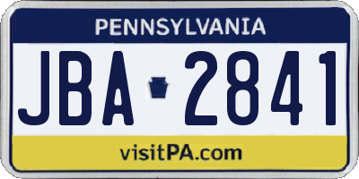PA license plate JBA2841