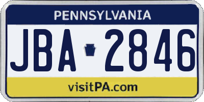 PA license plate JBA2846