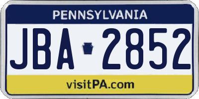 PA license plate JBA2852