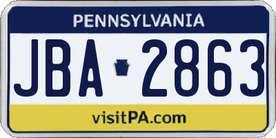 PA license plate JBA2863