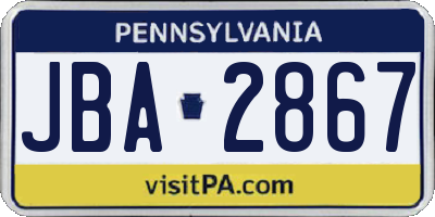 PA license plate JBA2867