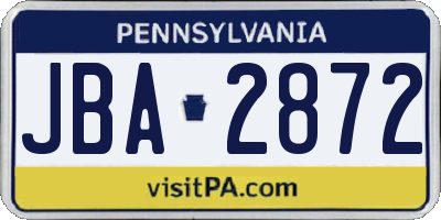 PA license plate JBA2872