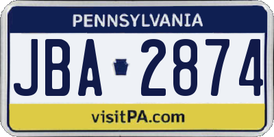 PA license plate JBA2874