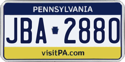 PA license plate JBA2880