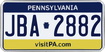 PA license plate JBA2882