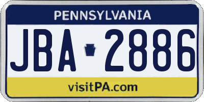 PA license plate JBA2886