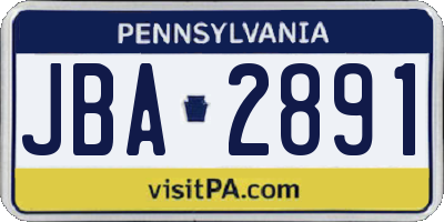 PA license plate JBA2891