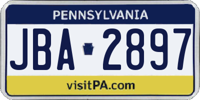 PA license plate JBA2897