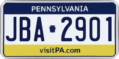PA license plate JBA2901