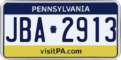 PA license plate JBA2913