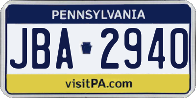 PA license plate JBA2940