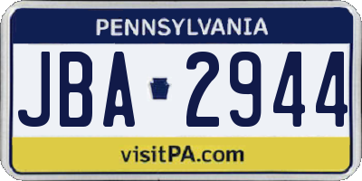 PA license plate JBA2944