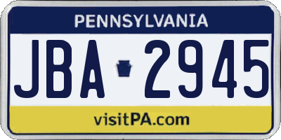 PA license plate JBA2945