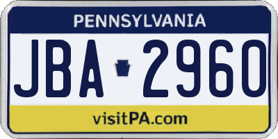 PA license plate JBA2960