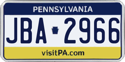 PA license plate JBA2966