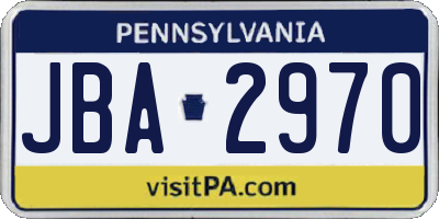 PA license plate JBA2970