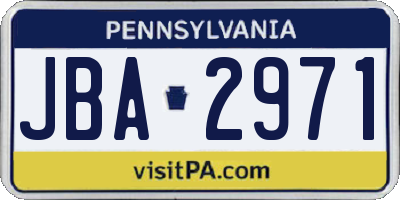 PA license plate JBA2971