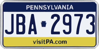 PA license plate JBA2973