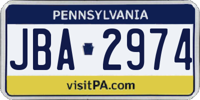PA license plate JBA2974