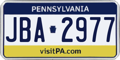PA license plate JBA2977