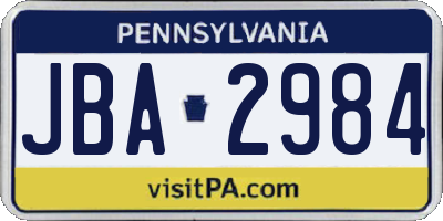PA license plate JBA2984