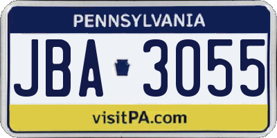 PA license plate JBA3055