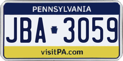 PA license plate JBA3059