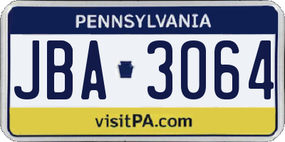 PA license plate JBA3064