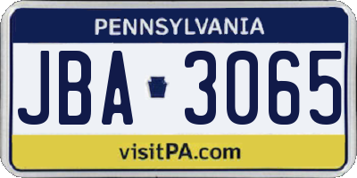 PA license plate JBA3065