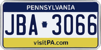 PA license plate JBA3066