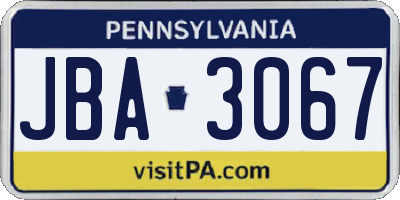 PA license plate JBA3067