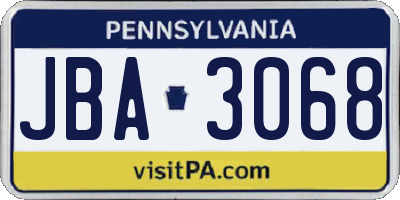 PA license plate JBA3068