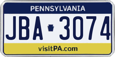 PA license plate JBA3074