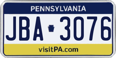 PA license plate JBA3076
