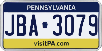 PA license plate JBA3079