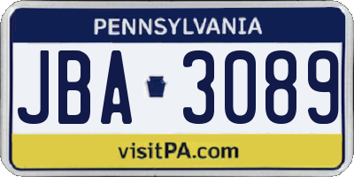 PA license plate JBA3089
