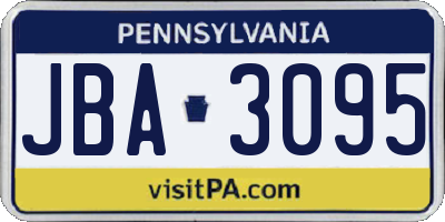 PA license plate JBA3095